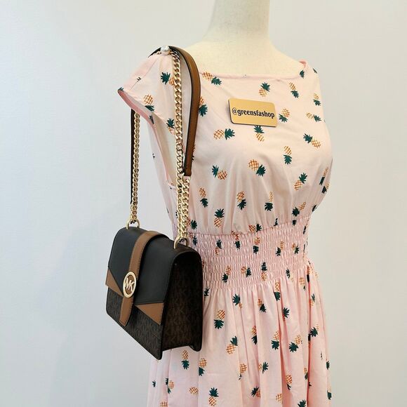 Michael Kors Purse Greenwich Small Signature Logo Crossbody Bag Brown - Picture 11 of 12